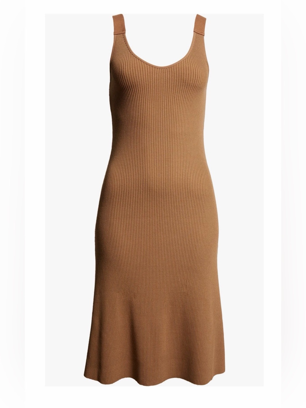Vince Ribbed  cotton blend Knit Sleeveless Midi Dress Brown caramel Size Large